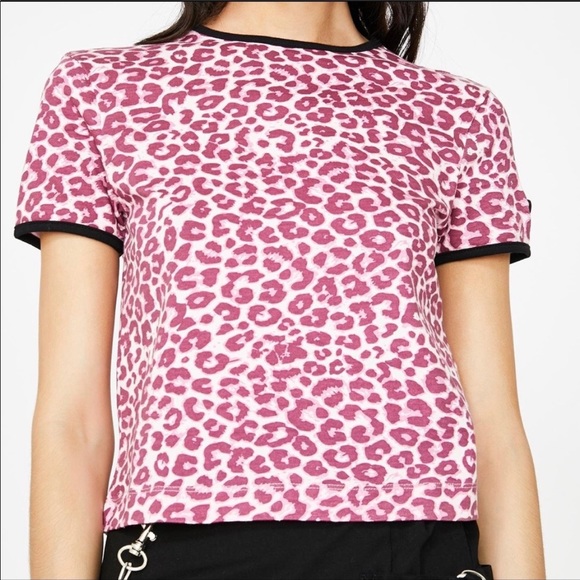 NWT Lazy Oaf pink leopard tee - Picture 1 of 3